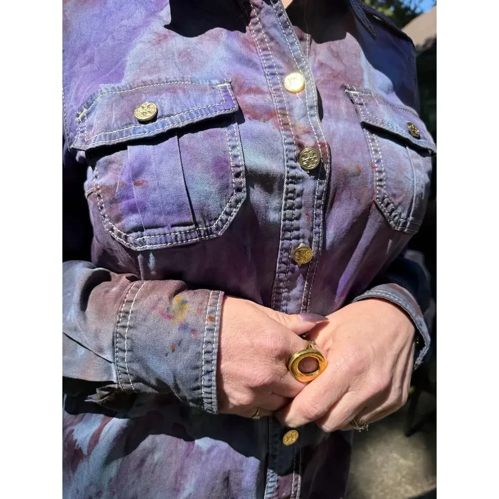 $698 MSRP Tory Burch Purple Tie Dye Dress